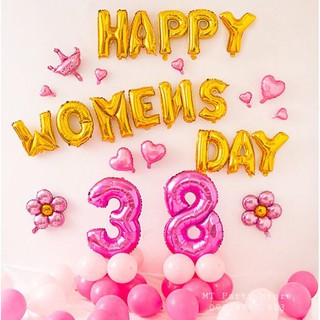Set bóng trang trí 8/3 Happy womens day