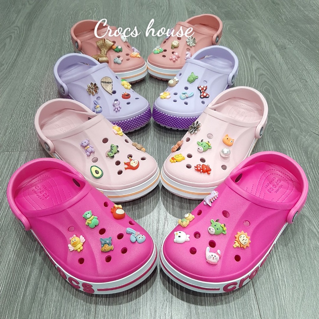 Dép crocs chính hãng, dép sục crocs baya nam nữ tặng kèm jibbitz gắn viền chữ - Crocs house