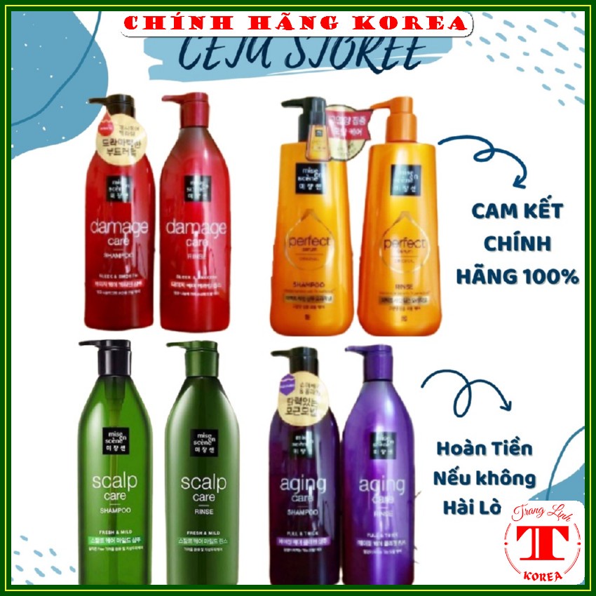 Cặp dầu gội xả Missen hàn quốc, 2 chai x 680ml - Dầu gội cặp Mise En Scene - Dưỡng tóc, phục hồi tóc hư tổn - tranglinh
