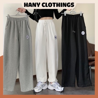 [Thanh lý] Quần jogger nữ, quần thể thao nữ ống rộng dây rút thêu chữ Bus C001 màu TRẮNG/ĐEN/XÁM