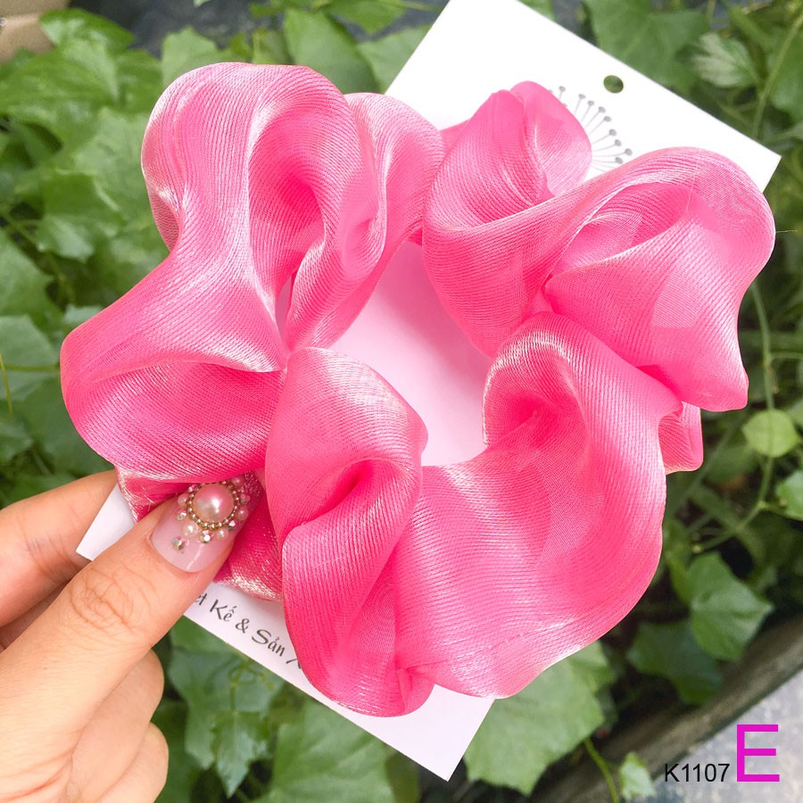 Dây buộc tóc scrunchies voan ánh nhũ nhiều màu siêu đẹp Orin K1107