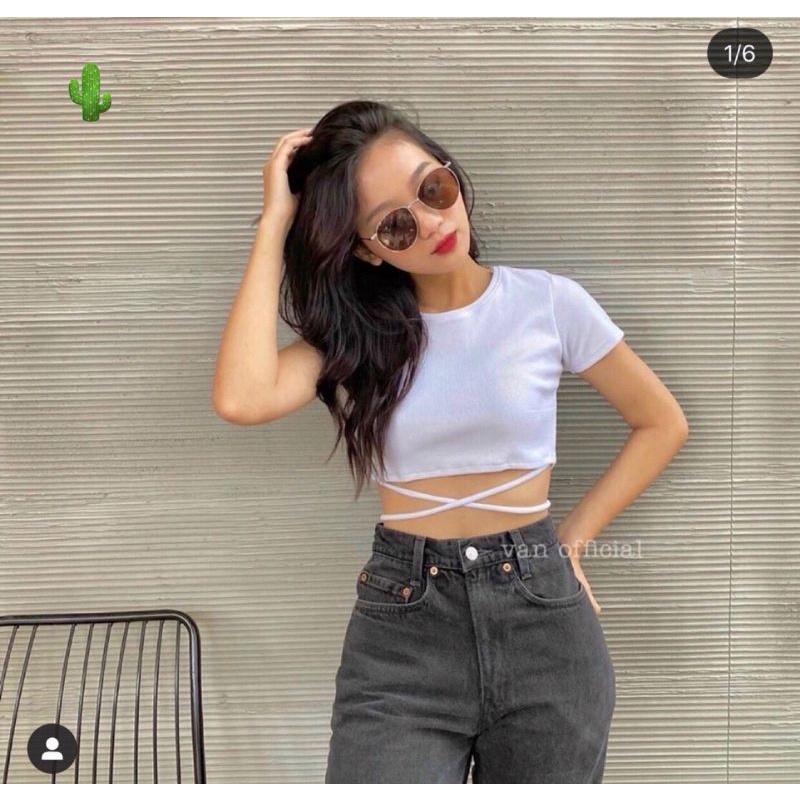 ❤️❤️❤️Áo Croptop cột eo quyến rũ Kèm hình thật [hình mẫu hot] vải thun mềm tay ngắn