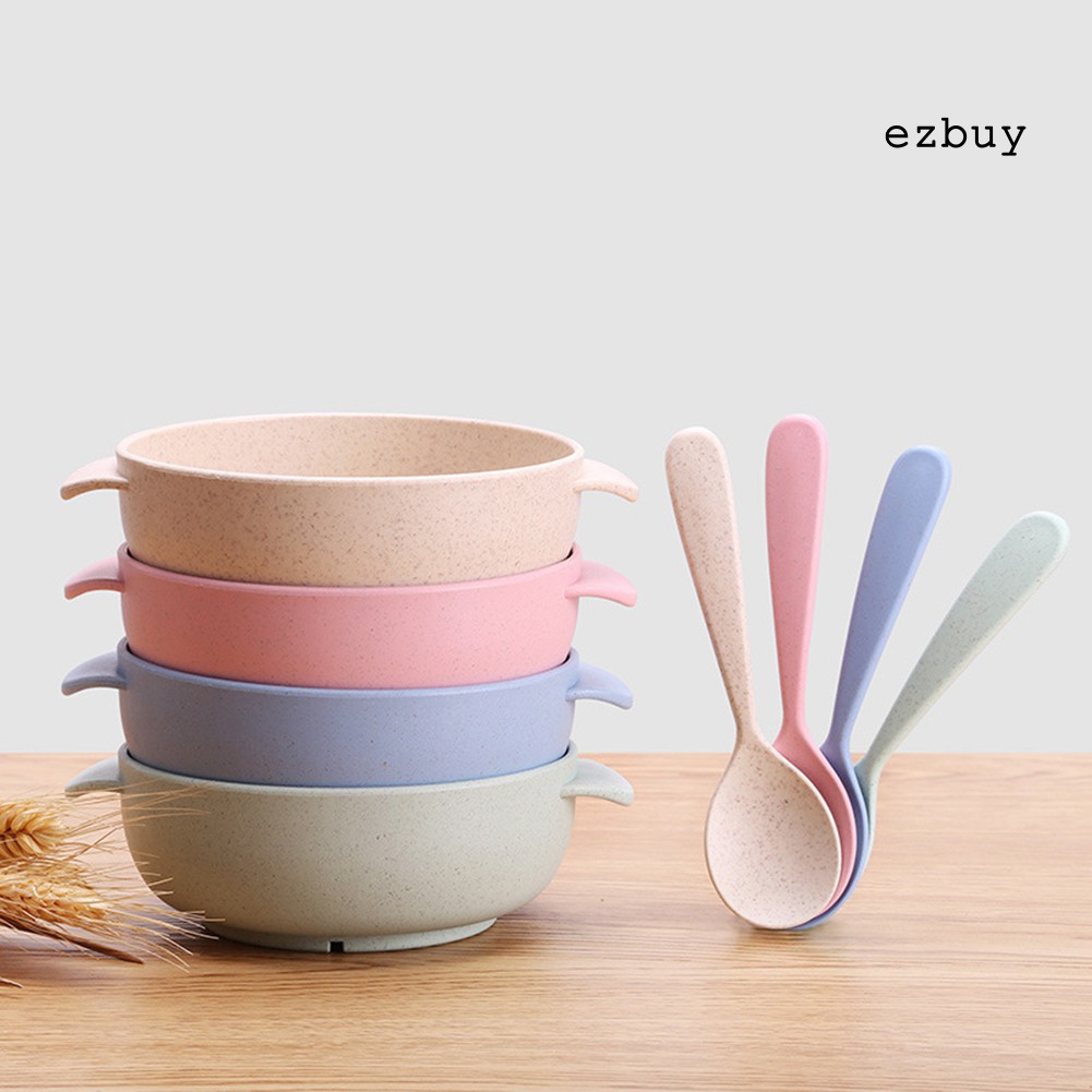 Set 2 Bát Tập Ăn Cho Bé Có Tay Cầm Kèm Muỗng