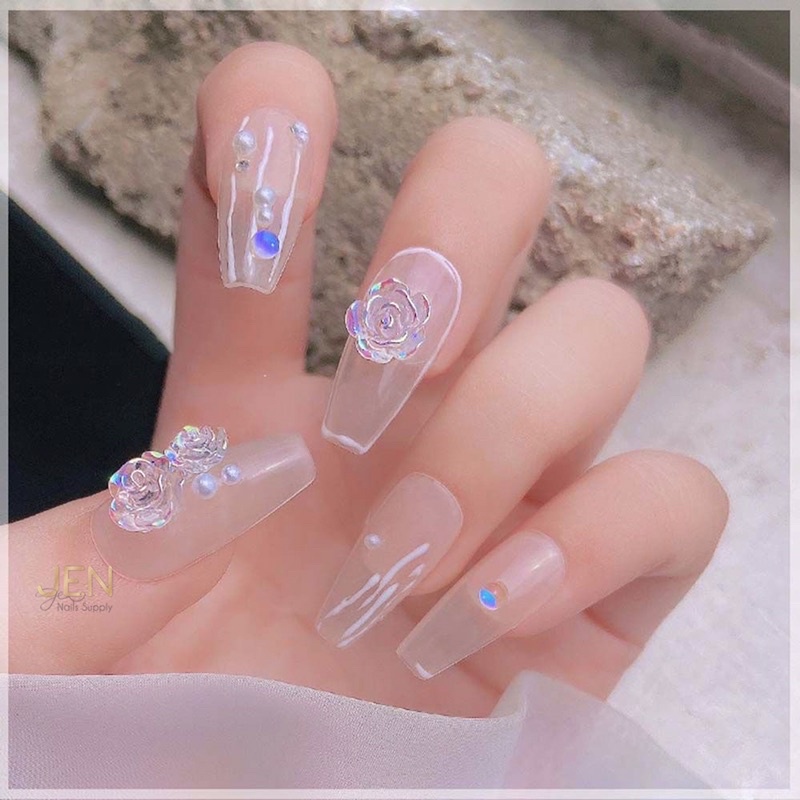 Charm nhựa hoa trà-charm hoa hồng set 10 hoa