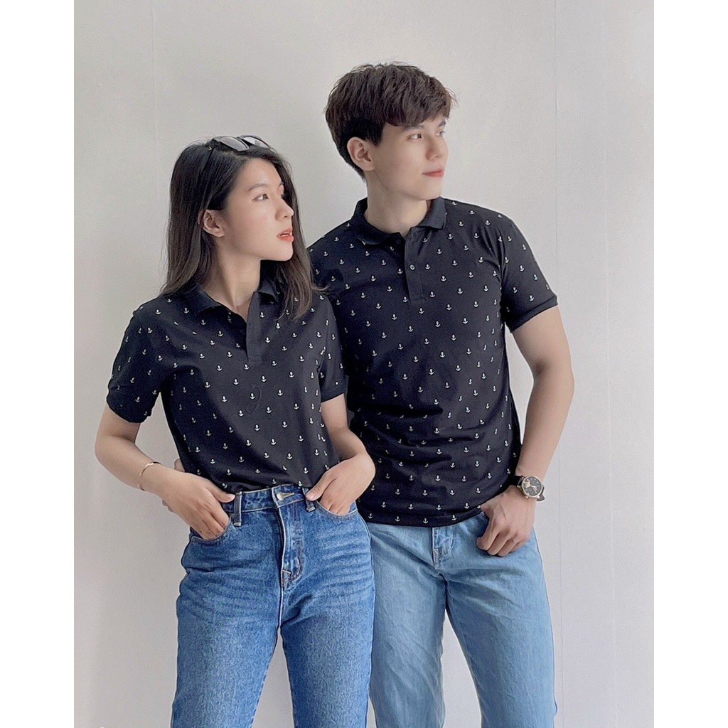 Áo thun nam nữ POLO  vải cá sấu cotton cao cấp ngắn tay in hình mỏ neo cực sang trọng - TT09 | BigBuy360 - bigbuy360.vn