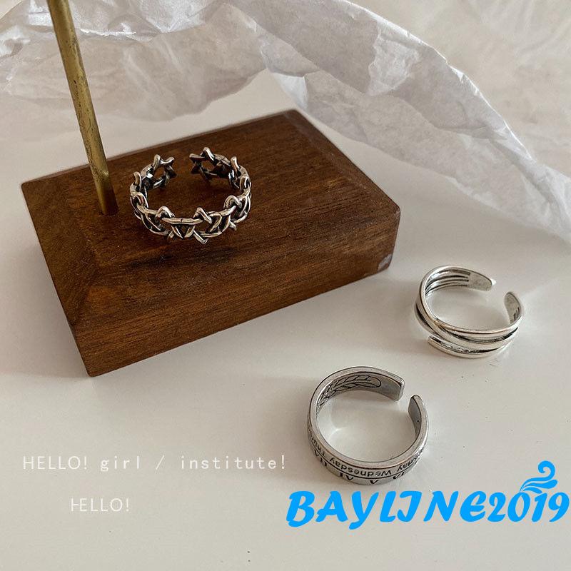 Bộ nhẫn bạc thiết kế sáng tạo thời trang cho nam và nữ