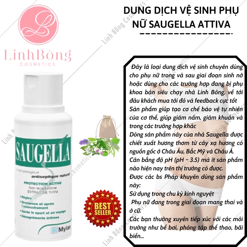 DUNG DỊCH VỆ SINH PHỤ NỮ SAUGELLA ATTIVA 250ML (Nội địa Pháp - đủ bill)