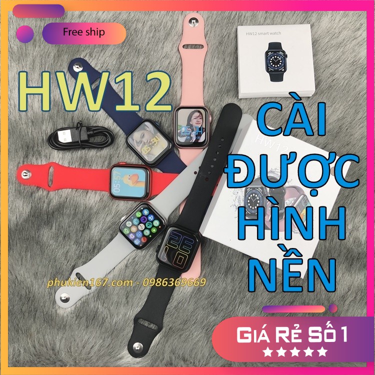 [SMART WATCH HW12] Đồng hồ thông minh HW12 - Thay hình nền - Seri 6, 40mm - Màn hình tràn viền - Nút xoay - Chống nước