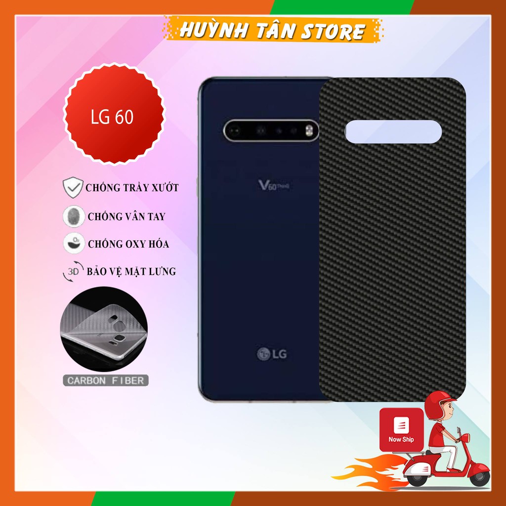 Miếng dán decal carbon mặt sau LG V60 chống trầy mặt lưng, chống bám vân tay
