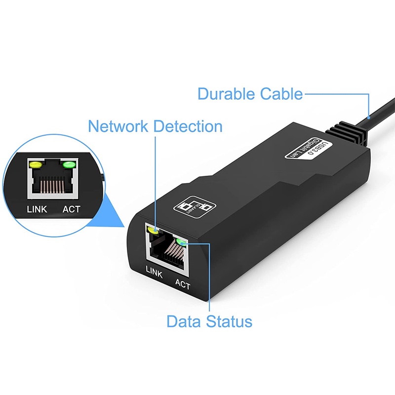 Bộ chuyển đổi USB 3.0 sang RJ45 10/100/1000 Gigabit Ethernet LAN tương thích Windows 10/8.1/8/7/XP/Vista Mac OS