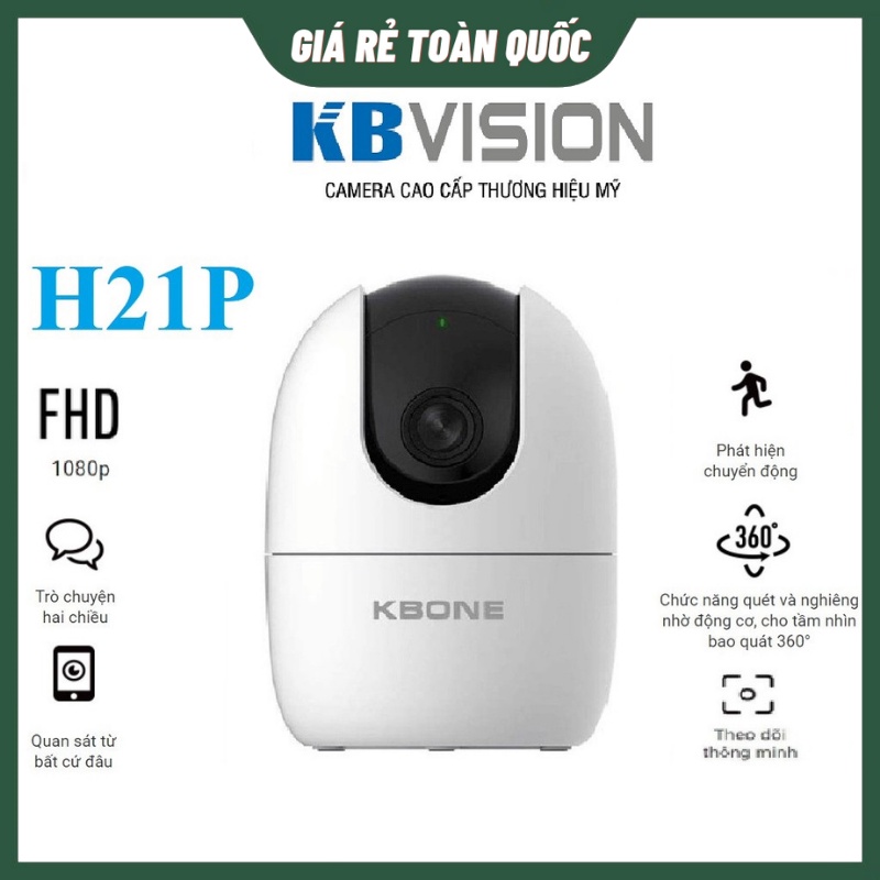 Camera IP Wifi KBONE KN-H21PA 2.0MP, Xoay 360 Độ, Phát Hiện Chuyển Động, Hồng Ngoại Thông Minh