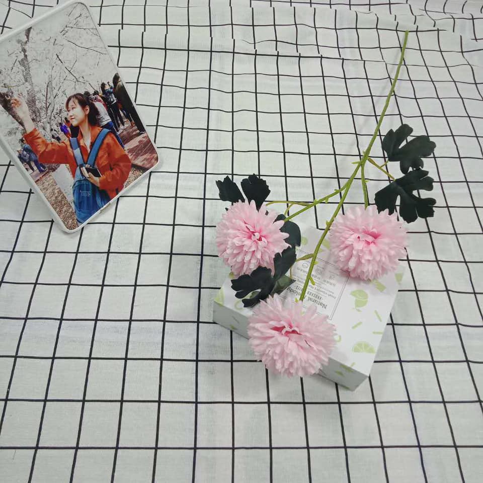 Hoa giả- Cúc pingpong cụm 3 BÔNG
