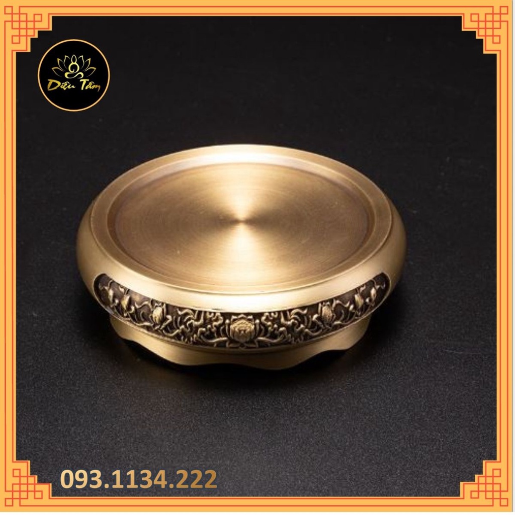 Đôn đồng chân đế lư đồng nguyên khối dụng cụ xông trầm đốt nhang đồ thờ cúng dúng để kê ấm trà, cóc, tỳ hưu (mẫu 2)