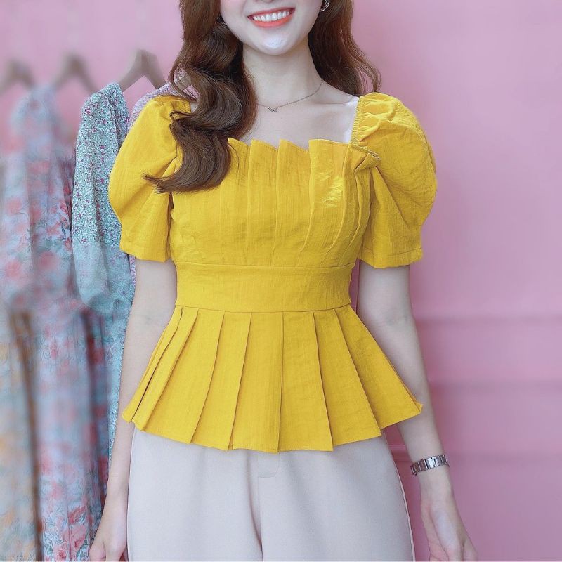 Áo peplum tay phồng