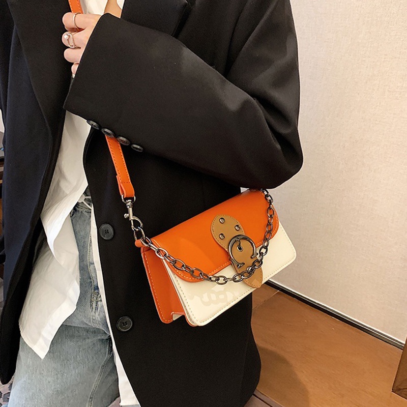 Túi Xách Dáng Vuông Nhỏ Màu Sắc Tương Phản Thời Trang Cao Cấp Cho Nữ