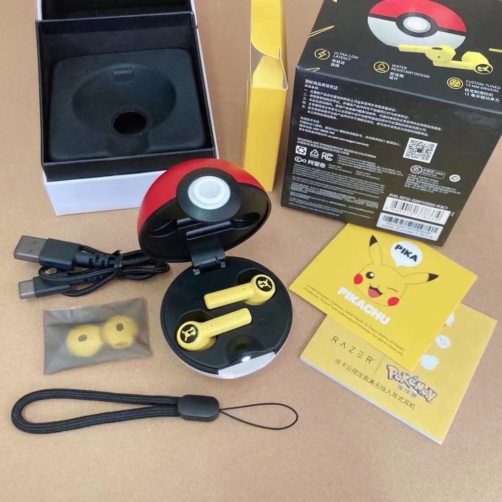 Tai nghe Bluetooth mới 2023 Tai nghe không dây chân thật Pokemon chính hãng Pikachu Bluetooth 5.0 Điều khiển bằng cảm ứng Tai nghe không dây đầu búa