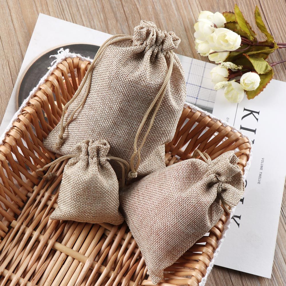 Túi Đựng Kẹo Bằng Vải Lanh Có Dây Rút Nhiều Màu Sắc Trang Trí Nhà Cửa/ Tiệc Cưới Giáng Sinh