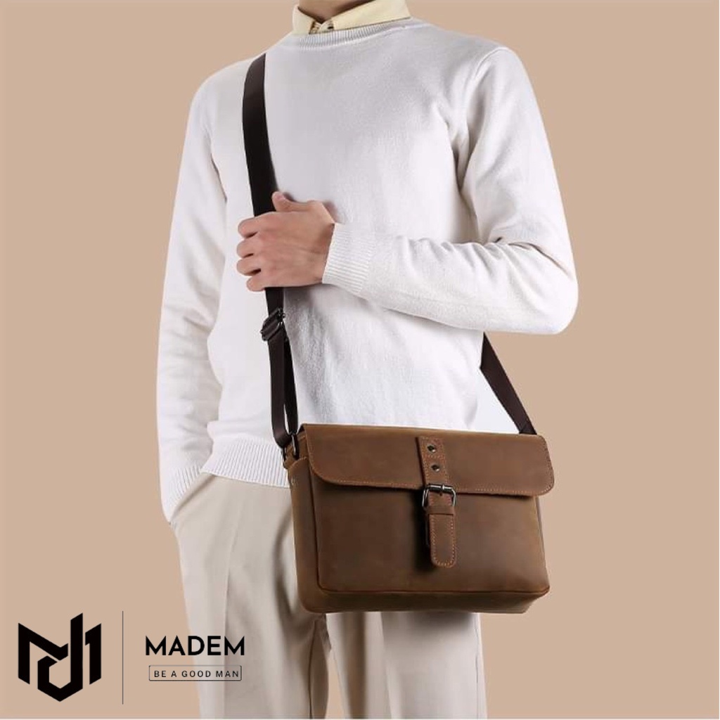 Cặp xách Madem - Bengi Bag da ngựa phong cách cổ điển cho nam - CD04 - Full box bảo hành 12 tháng