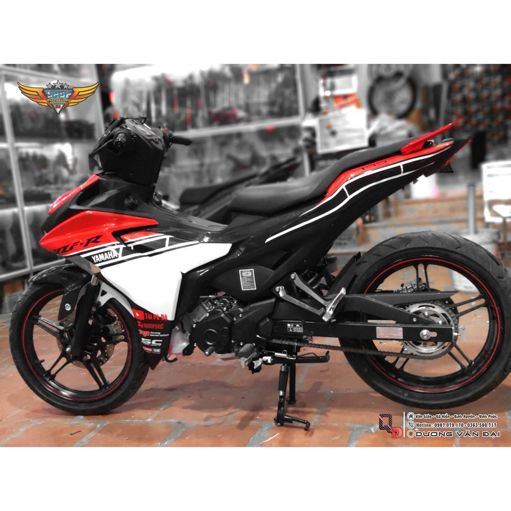 Tem trùm exciter 155 trắng đỏ