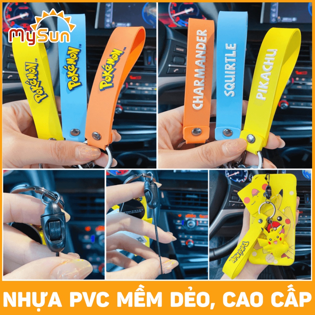Dây móc treo chìa khóa đa năng xe máy, ô tô, điện thoại Pokemon Pikachu đẹp - MySun