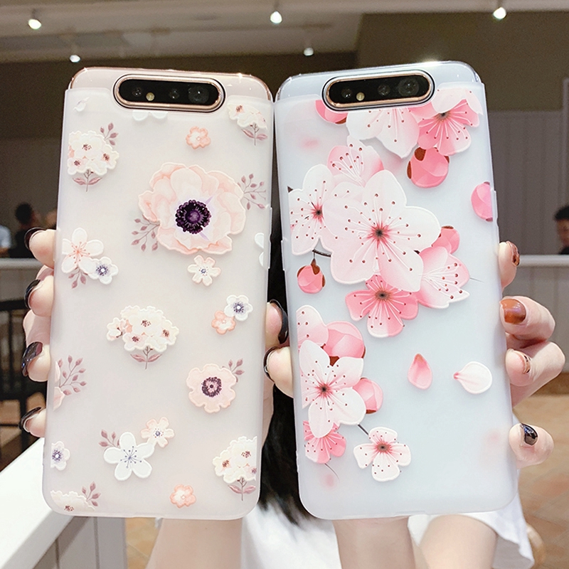 Ốp điện thoại dẻo hình hoa 3D cho Samsung A51 A71 J7 prime A80 A70 A50 A10 A20 A30 A6 S8 S9 S10 S20 Note 8 9 10 Plus