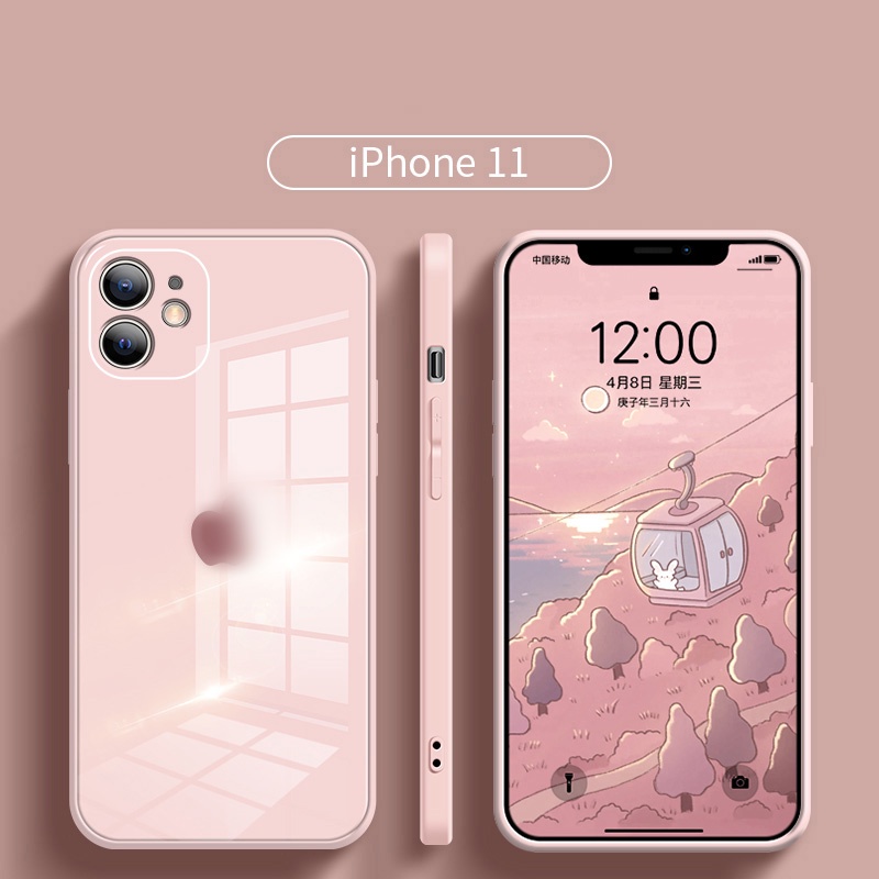 Ốp điện thoại mặt kính hình vuông đơn giản thích hợp cho Iphone 12 11 Pro Max Xs Max Xr X 8 7 Plus