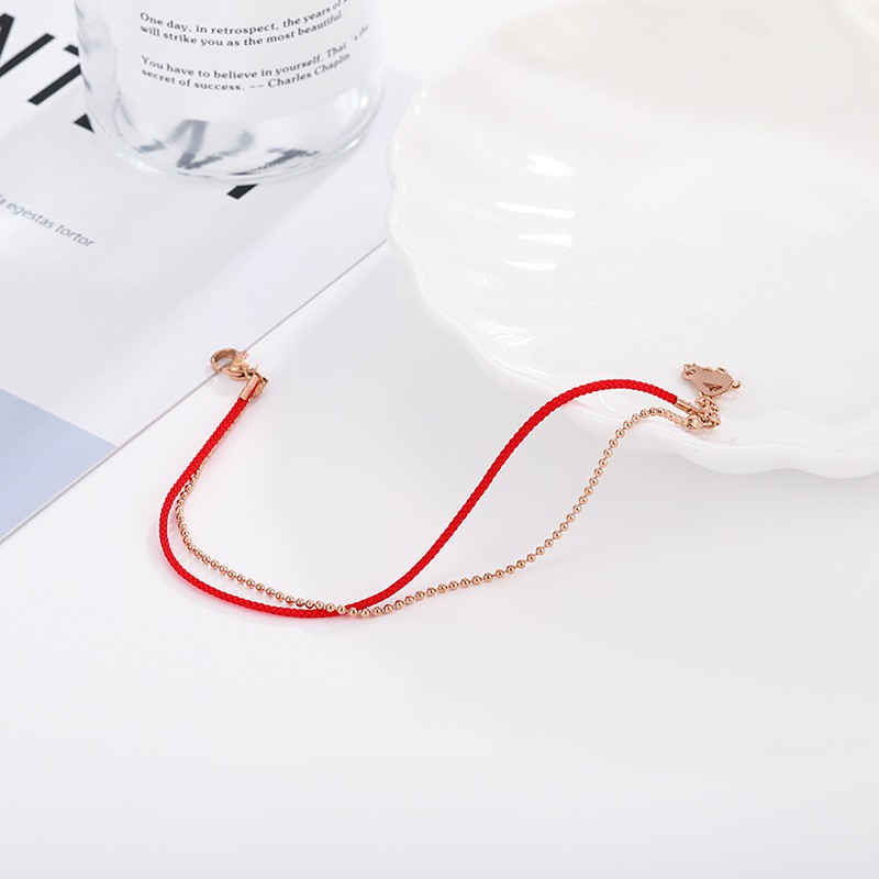 Korean version of Mingnian transport small gold beads good luck rose gold red string non-fading creative thin hand string female