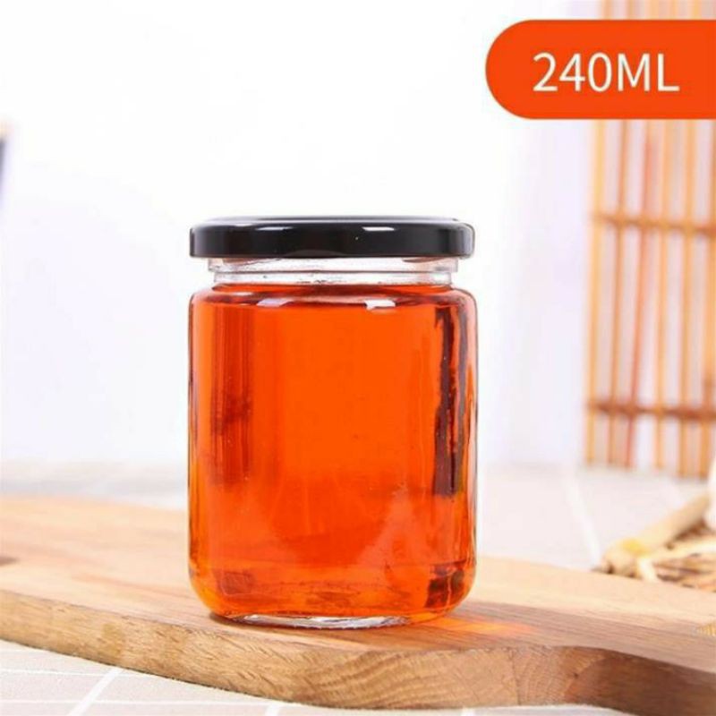 Lọ thủy tinh tròn 100ml 240ml 350ml 500ml 750ml 1 Lít 1000ml hũ thủy tinh tròn nắp chống tràn kim loại