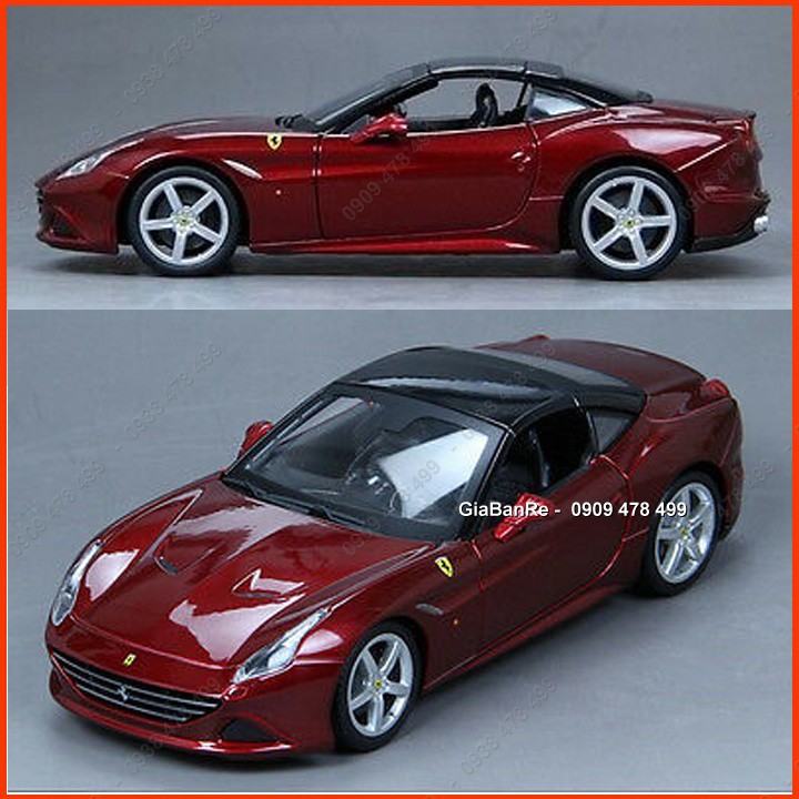 Xe Mô Hình Kim Loại Ferrari California T Mui Kín Tỉ Lệ 1:24 -  Bburago - Đỏ Đậm - 8169.1