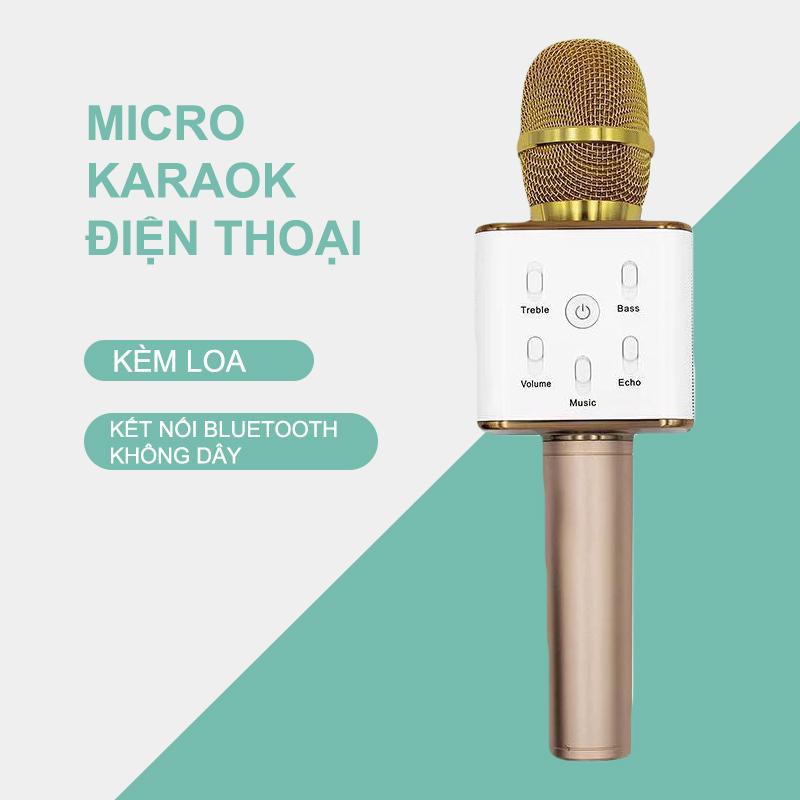 Micro karaoke tích hợp Loa Bluetooth Q7 Micro karaoke bluetooth (Vàng) - Đồ chơi giá sỉ