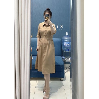 Đầm sơ mi nữ tay dài