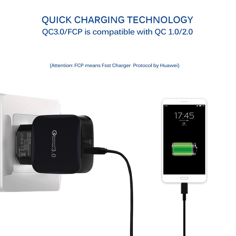 Củ sạc nhanh USB tiện lợi dành cho điện thoại 2.4A QC 3.0 USB Charger Adapter Quick Charge Phone Charger
