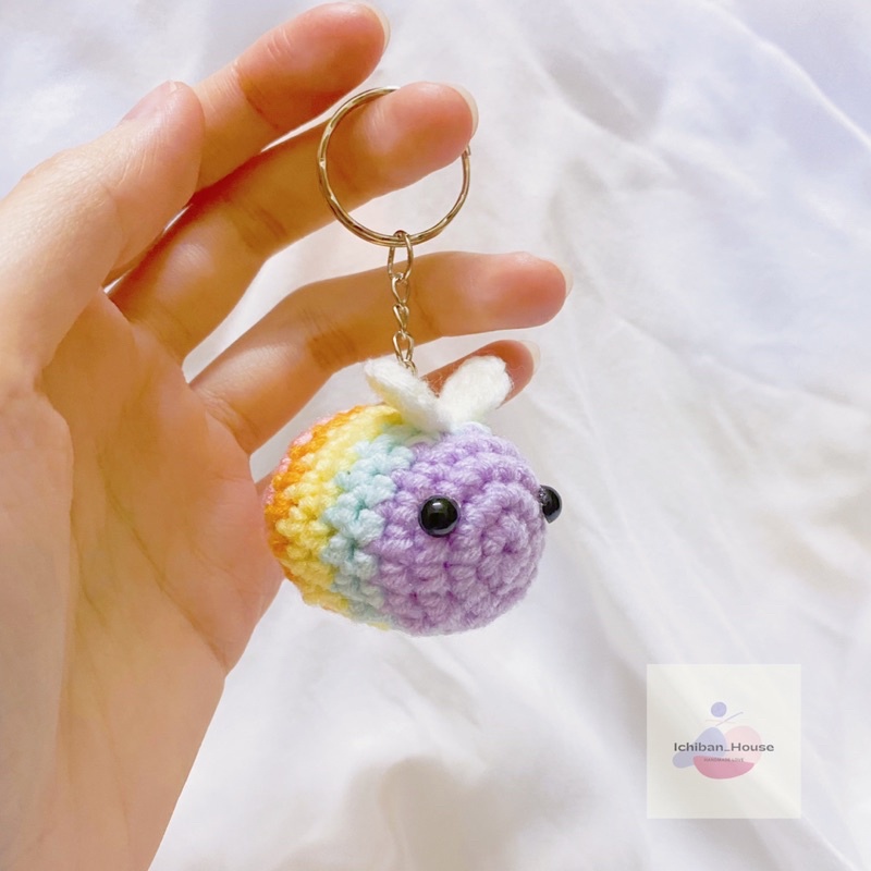 Móc khoá len Ong vàng Little Bee len nhung mềm mịn - Ichiban house