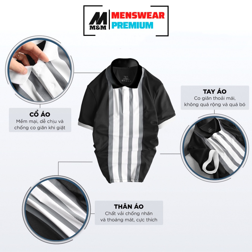 Áo Thun Polo Nam M&amp;M, Áo Thun Polo Nam Cao Cấp, Tay Ngắn, Vải Cotton Smooth Pique Xuất Xịn, Chuẩn form, Dày Dặn HC100