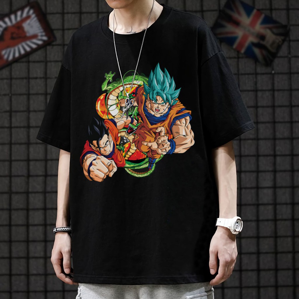 Áo thun nam nữ anime tay lỡ in họa tiết Dragon Ball cá tính, áo phông anime bigsize ulzzang