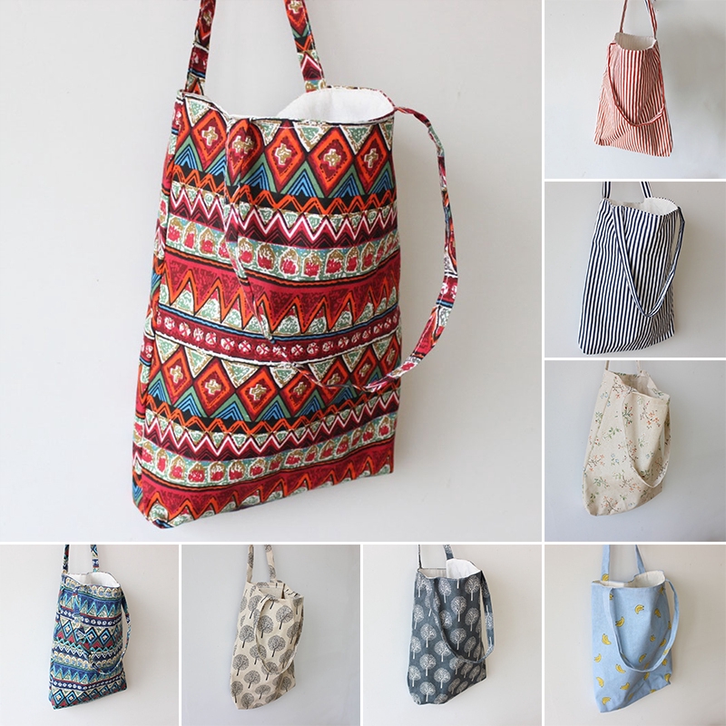 Túi Vải Lanh Cotton In Hoạ Tiết Thời Trang