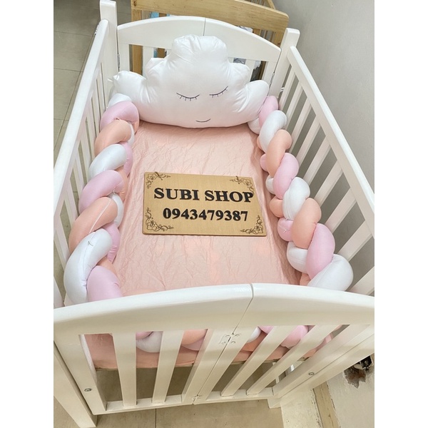 BỘ QUÂY XOẮN HỒNG TRẮNG HANDMADE SIÊU ĐẸP , GIÁ SIÊU TỐT, HÀNG THẬT 100%- TẶNG THÊU TÊN BÉ TRÊN GỐI.