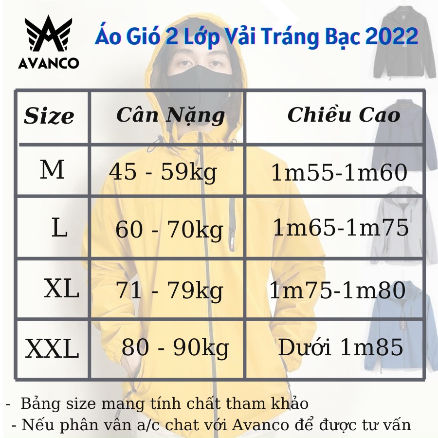 Áo khoác gió Tráng Bạc 2 lớp nam, nữ hàng cao cấp Mới Nhất AVANCO - AV50