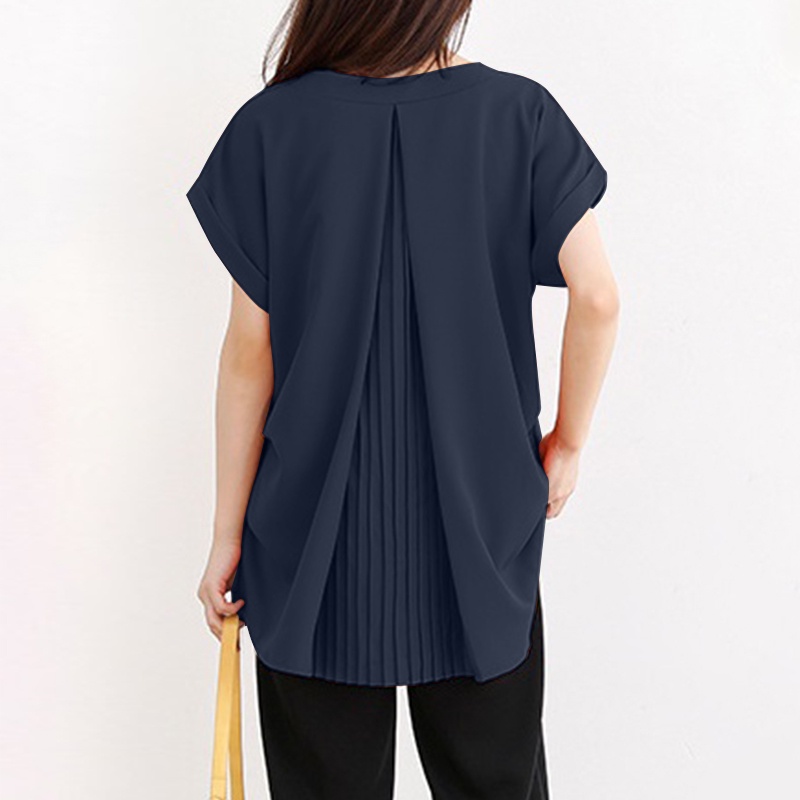 Zanzea Áo Tay Ngắn Cổ Chữ V Màu Trơn Thời Trang Dành Cho Nữ