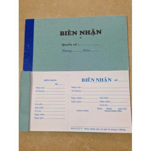 Biên nhận 1 liên trắng