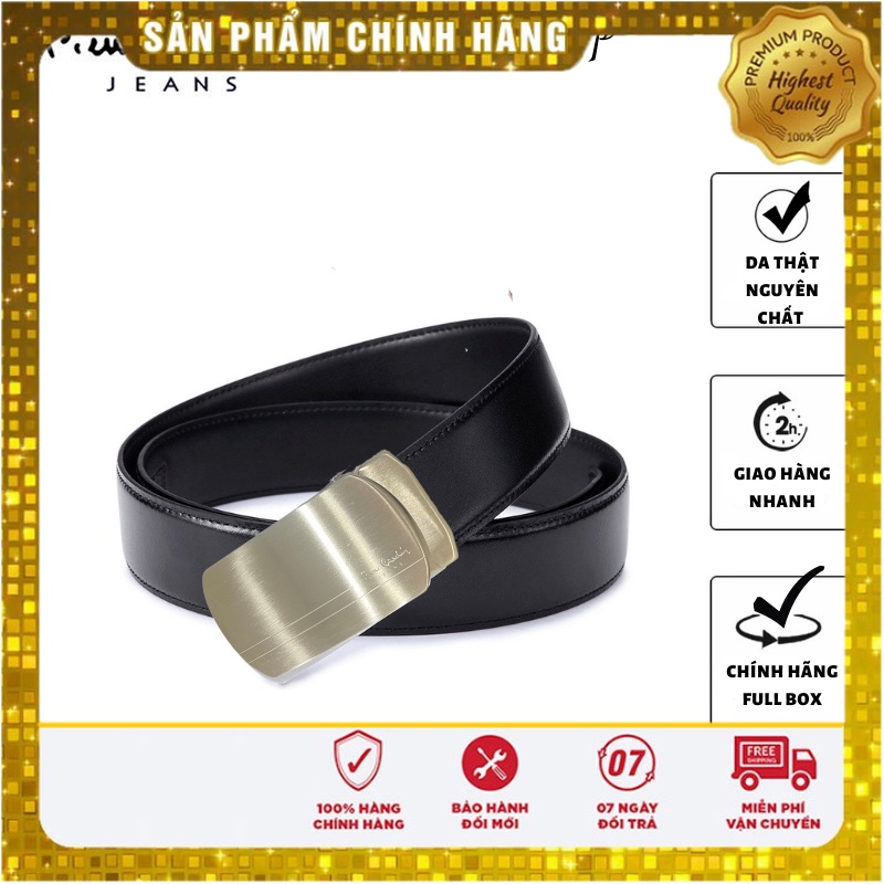 Thắt Lưng Nam Pierre Cardin mặt trơn bóng Da Bò nguyên tấm Dây nịt Nam cao cấp khóa tự động sang trọng đẳng cấp