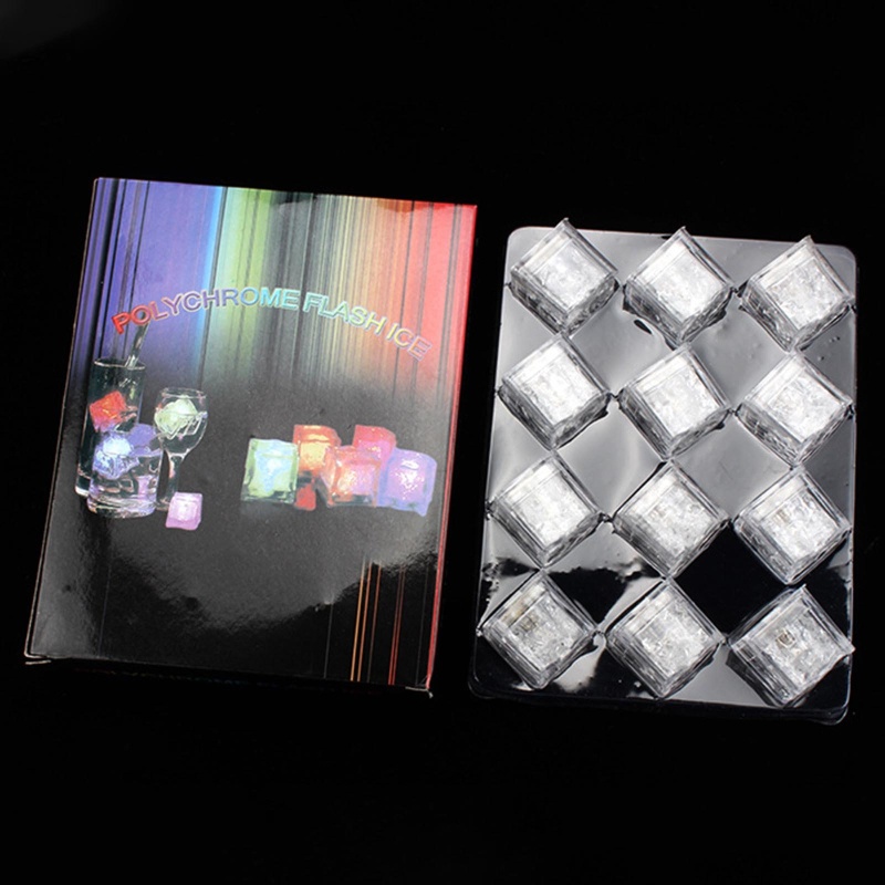 Khối Đá Viên Đá Trong Suốt Có Đèn LED Phát Sáng Chống Nước Trang Trí Đồ Uống