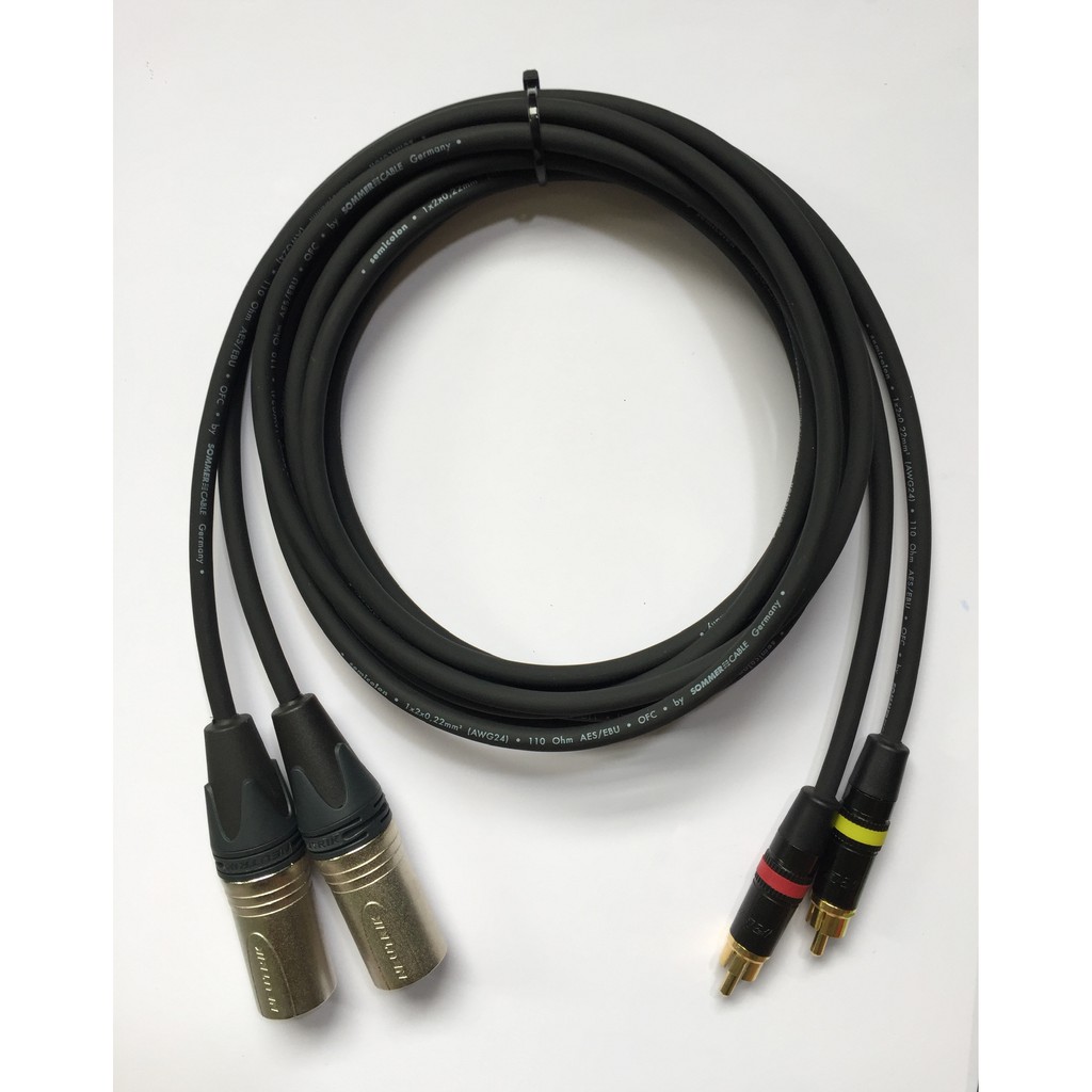 dây jack bông sen(RCA) to canon(XLR) đực - dây phát nhạc - jack Neutrik/Rean - cable Sommer (SC-Semicolon 2 AES/EBU)