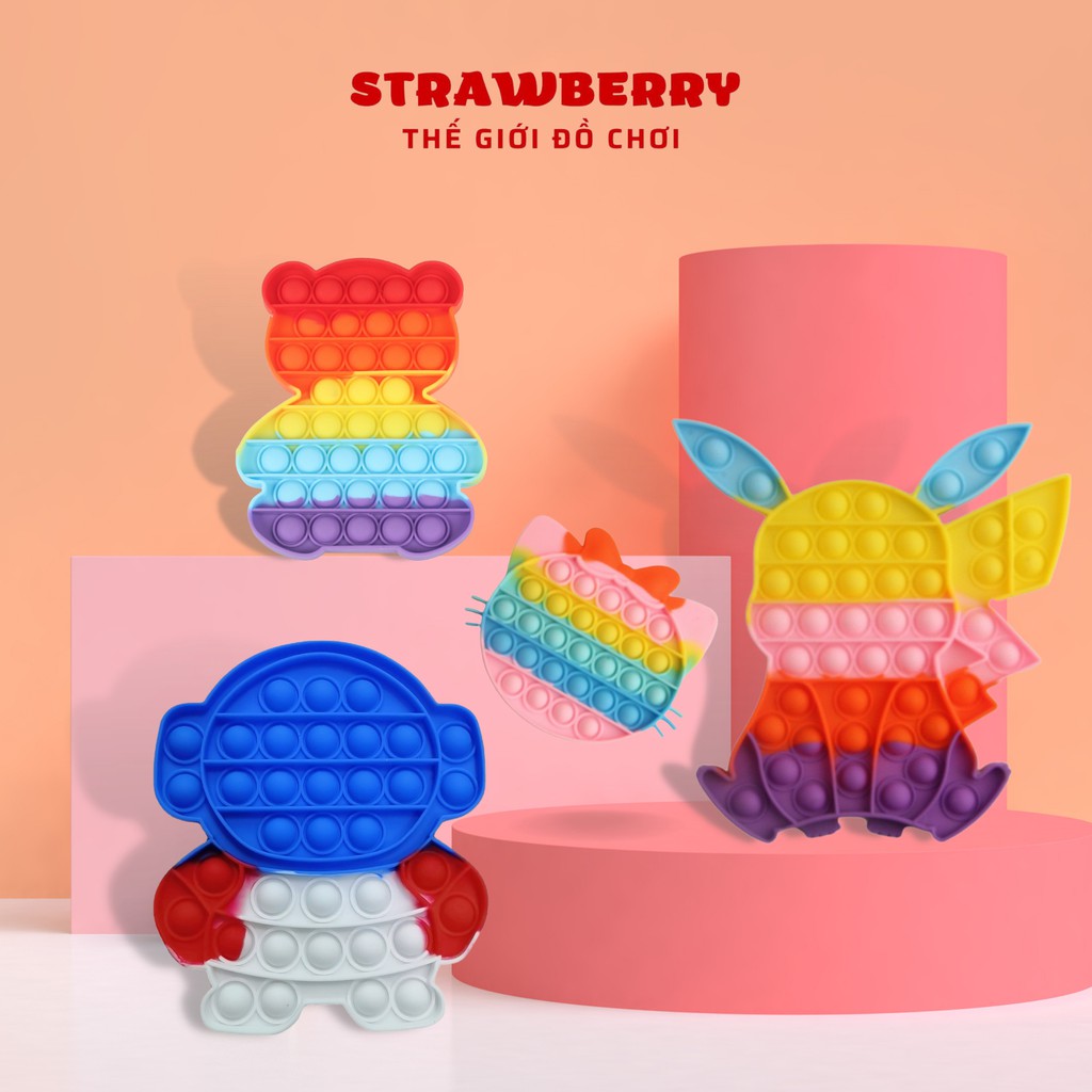 Pop it Giá Rẻ, Đồ Chơi Bóp Tay Xả Stress, Bóp Bong Bóng Nhiều Màu Sắc Giảm Căng Thẳng Strawberry