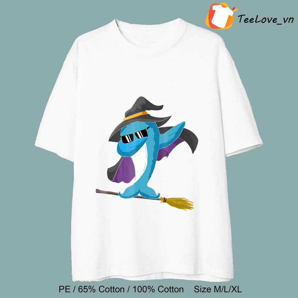 Áo thun 100% Cotton tay lỡ hình Phù Thủy Dolphin Funny kiểu dáng UNISEX form rộng cho nam nữ màu đen, trắng size M/L/XL