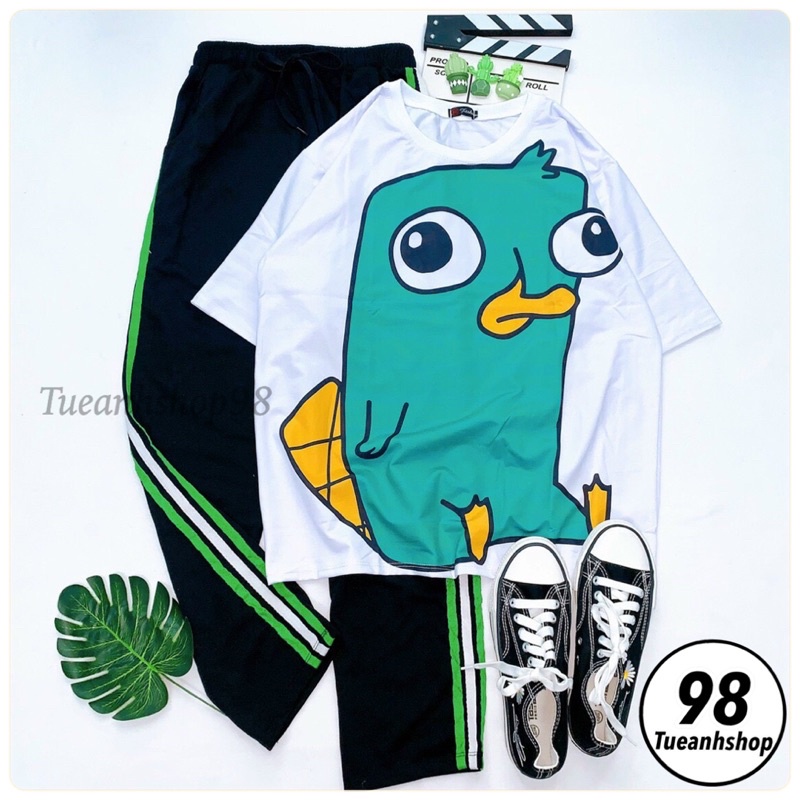 Nhiều Mẫu Set Đồ Bộ Quần Dài 3 Sọc -  Áo thun tay lỡ 3D cartoon hoạt hình phối quần jogger thể thao size 38-65kg