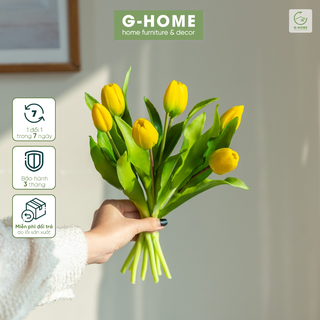 Cành hoa Tulip  vải xốp lõi thép decor trang trí nội thất nhiều màu sắc Ghome H22 TULIP