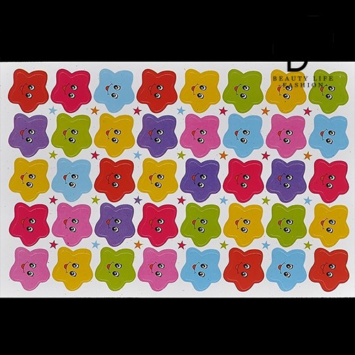 Set 10 tờ miếng dán trang trí hình ngôi sao mặt cười dành cho trang trí lớp học