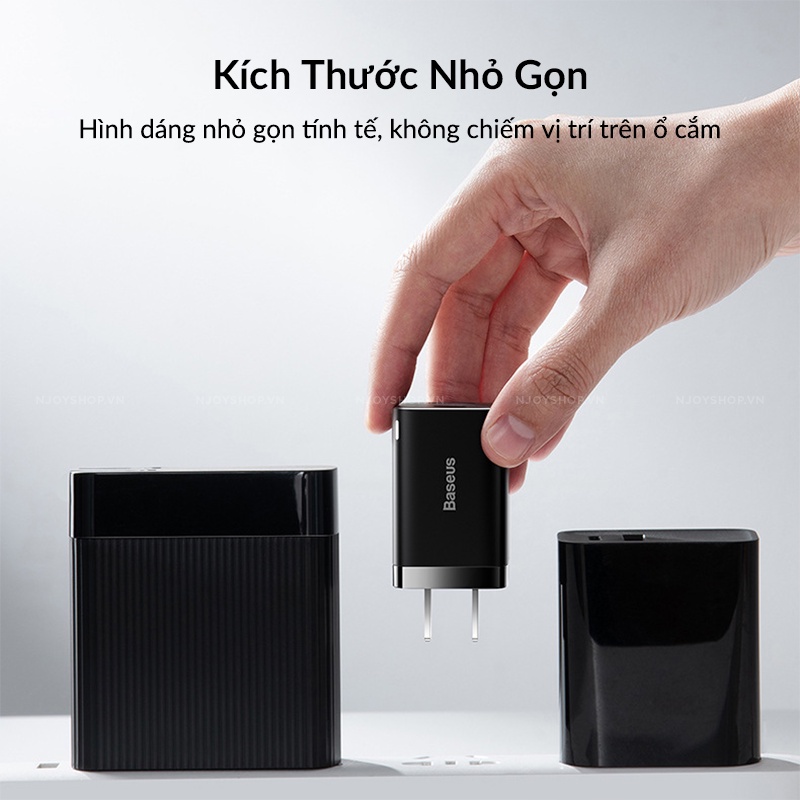 Củ Sạc Nhanh Siêu Nhỏ Baseus 30w Chân Gập 2 Cổng USB / Type C Hỗ Trợ Qc 3.0 Pd Cho Điện Thoại Máy Tính Bảng Njoyshop