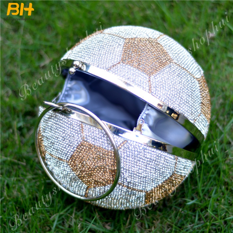 Túi Xách Nhựa Đính Đá Hình Quả Bóng Phối Dây Xích Thời Trang Cho Nữ